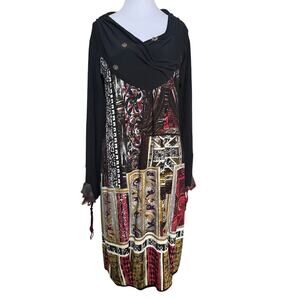 Save The Queen Dress XL Made in Italy Boho Patchwork Print Midi Art To Wear